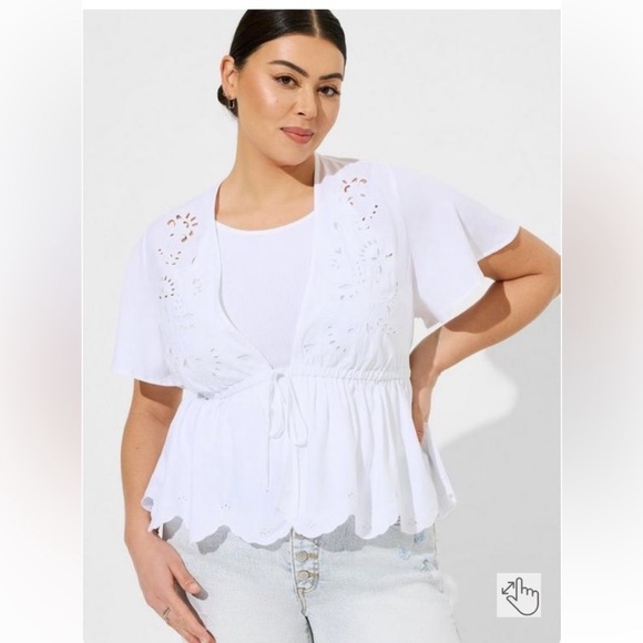 Torrid Dusty Rose Battenberg Lace Crop Tie Kimono NWT 3 - Picture 4 of 8